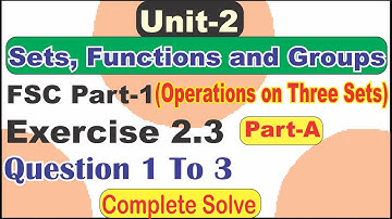 Fsc Part 1 Chapter 2 Sets, Functions and Groups Exercise 2.3 Question 1 to 3 Complete Solve