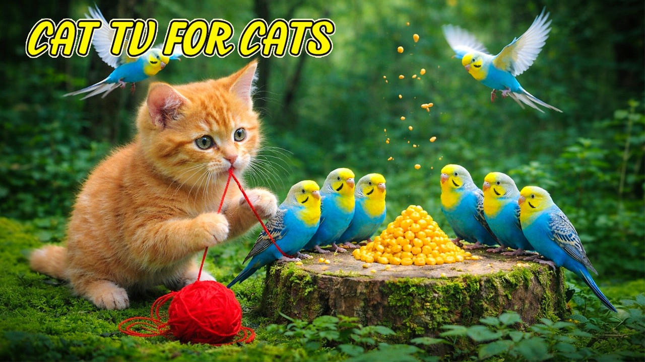 Cats Can’t Stop Watching 😺🐦Giant Birds & Corn Feast in a Forest | Cat TV 4K