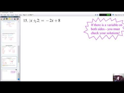 1.4 - Solving Absolute Value Equations with a Variable on Both Sides