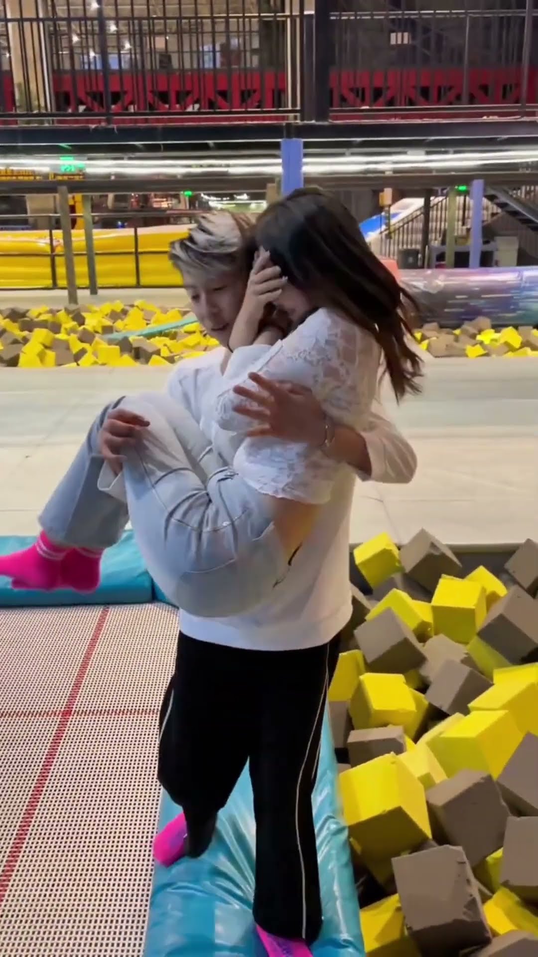 Watch This Teen Jump Around A Fun Park Trampoline For The First Time #adven #shorts