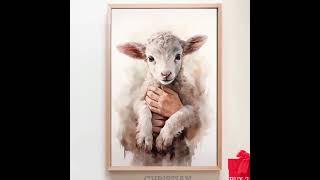 Gospel Art, Jesus And Lambs Art, Jesus Leave The 99, Jesus Painting, Jesus Running Art Lamb Is Loved