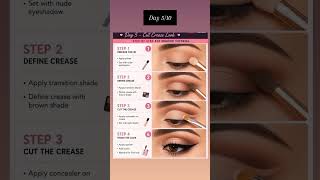 Day 5: Easy cut Crease Eye Makeup Step by Step💄#makeup #beauty #makeuptips #shorts #reels #skincare