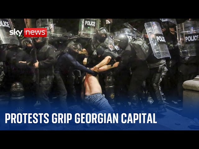 Georgia: Police use water cannon and tear gas against protesters opposing 