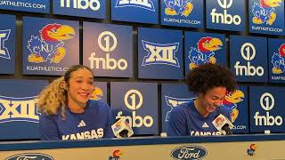 Sania Copeland and Jaliya Davis after KU's win over BYU