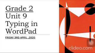Computer ( Unit # 9 Word Pad ) Grade 2