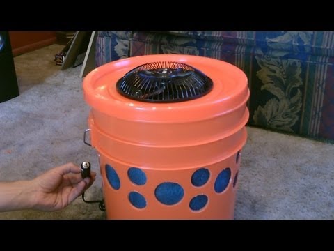 Homemade Evap. Air Cooler - The "5 Gallon Bucket" Swamp Cooler! DIY - can be solar powered!