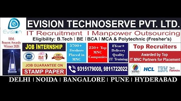 Fresher Wipro, IBM and HCL, TCS, Based internship and STAMP PAPER JOB Guarantee in IT MNC