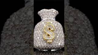 Hip Hop Iced Out Dollar Sign Money Bag Ring | Millennium Jewelery #moissanite #diamondjewellery