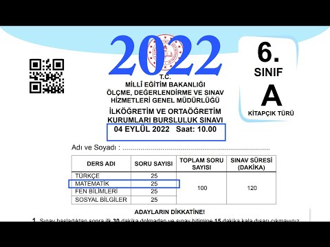 6. Sınıf 2022 yılı #bursluluk  Sınavı Matematik Soru Çözümleri