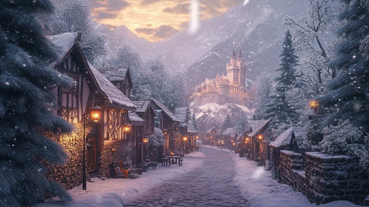 Discover This Hidden Snowy Village at Night | Winter Relaxing Music