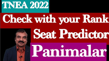Seat Predictor Panimalar | Check with your Rank | TNEA 2022  | Mentor Ramesh Prabha