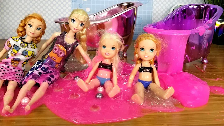 SLIME Bath ! Elsa and Anna toddlers - prank - fun ...