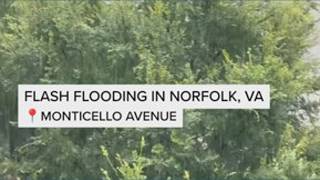 Flash flooding in Norfolk, VA: Monticello Avenue on August 4, 2026 Flash flooding in Norfolk, VA: Monticello Avenue on August 4, 2026