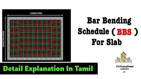 Bar Bending Schedule (BBS) for slab | Civil Engineer Videos Tamil