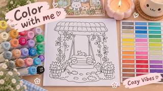 Details The COZIEST Coloring Page! 🐱🌸 | Cozy Girl Homebody ASMR Update