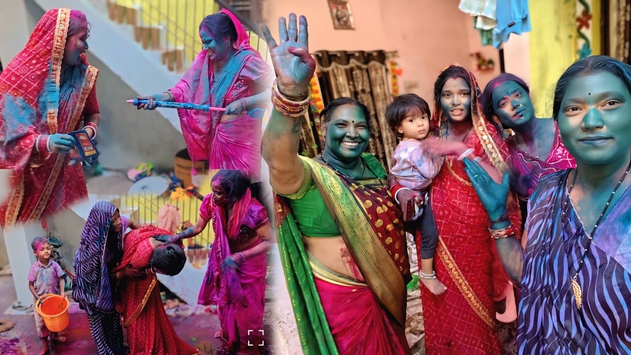 रंगों में घुला परिवार 🫟 ससुराल की होली 🥳🥳