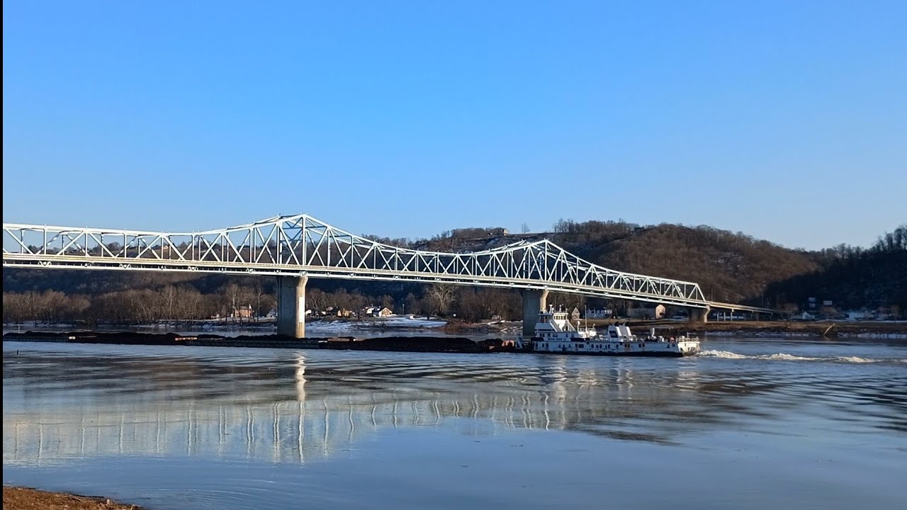 Coal Barge on the Ohio River at Madison Indiana 