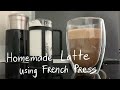 Homemade latte (and latte art attempt) using french press ASMR coffee