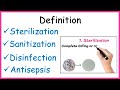 Definition  sterilization  disinfection  sanitization  antisepsis 