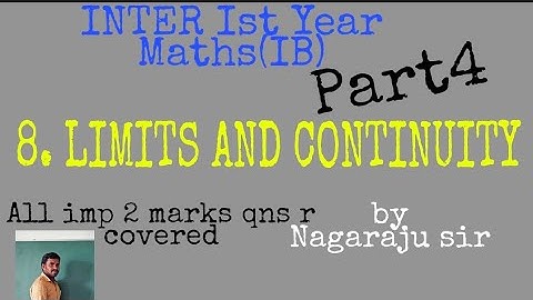 LIMITS and CONTINUITY Part4 by Nagaraju sir/Inter Ist year MathsIB /imp 2 marks qns/