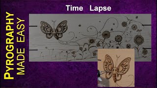 Pyrography Art - Whimsical Butterfly wood burning time lapse