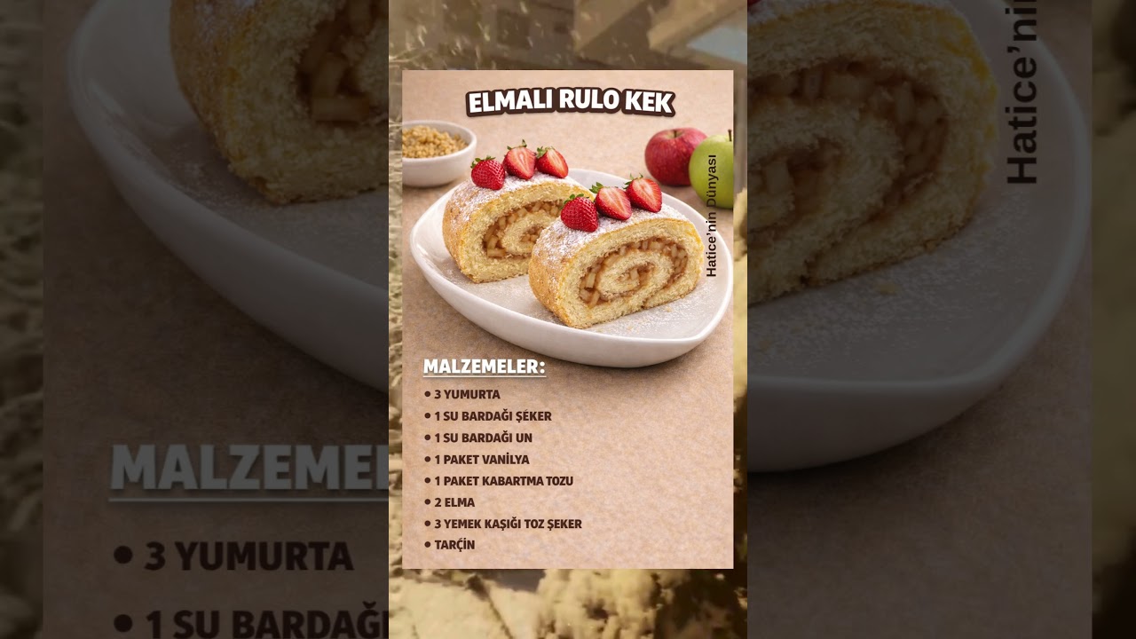 🍎 Nefis Elmalı Rulo Kek Tarifi #pratiktarifler #pratiktatlitarifleri #yemek #tarif