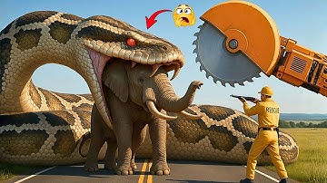 Brave Heroes Confront Giant Snake to Save Elephant’s Life 🐍
