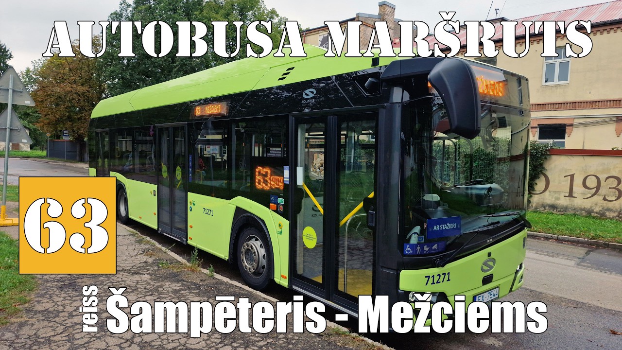Rīga, Autobusa maršruts №63, reiss Šampēteris - Mežciems. Timelapse 2x ...