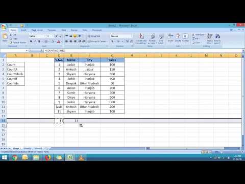 How to Use - Count,Countif,Countifs Function In Microsoft Excel..!!!