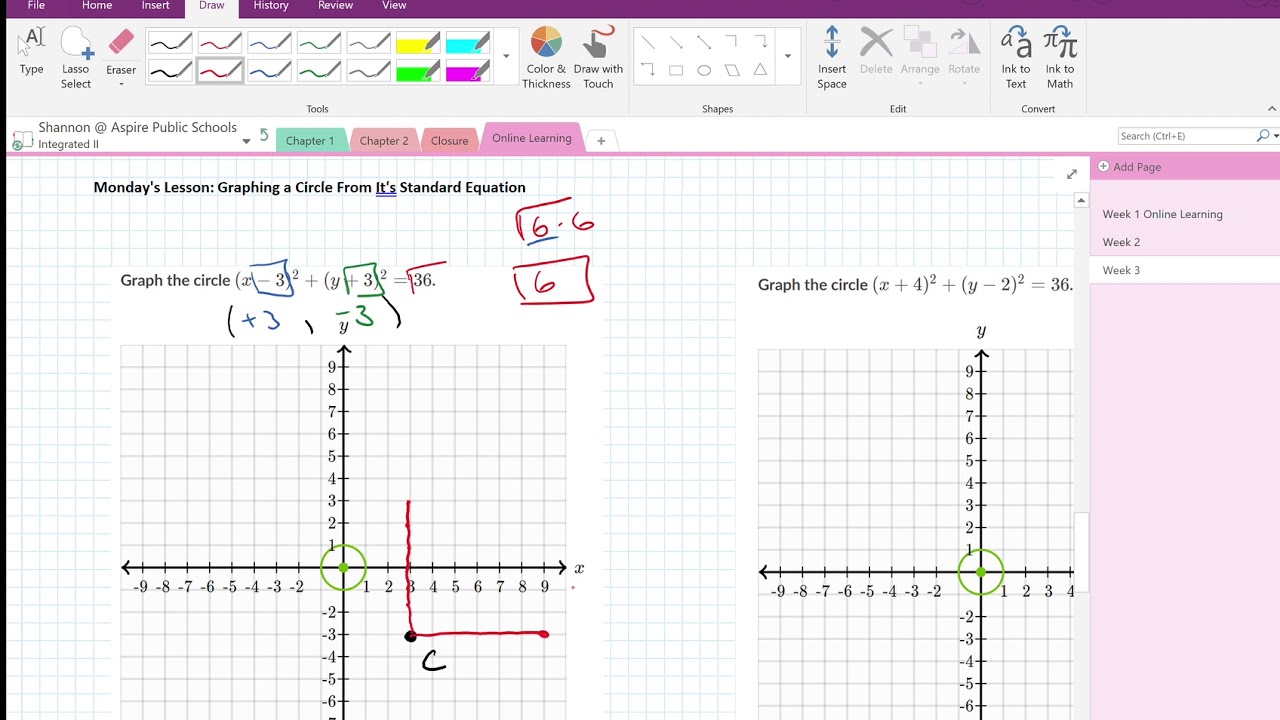 (Week 3 - Monday's Lesson) - Graphing a Circle from its Standard ...