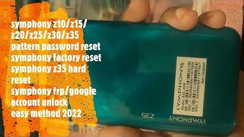 Symphony Z35 hard reset Pin pattern password remove without PC wipe factory data reset easy method