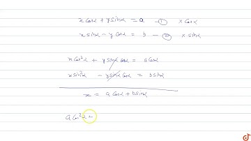 Locus of the point of intersection of the lines `xcosalpha+ysinalpha=a` and `xsinalpha-ycosalph...