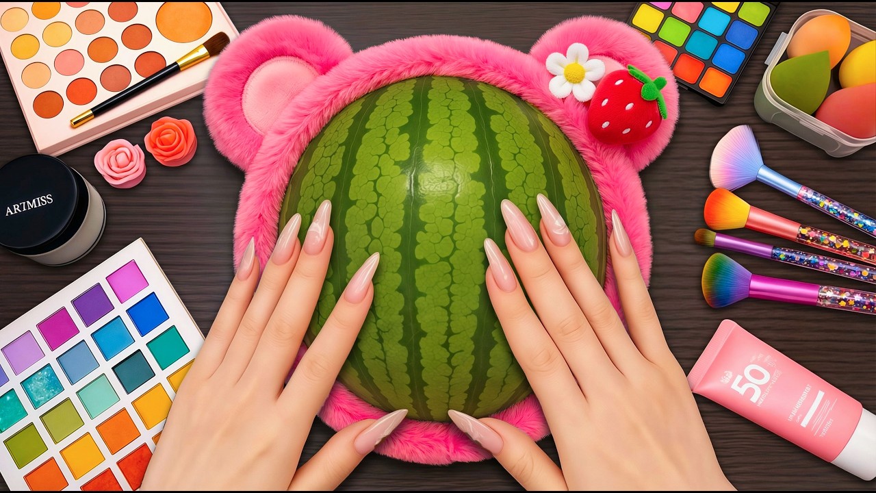 ASMR Makeup on Watermelon (No Talking)