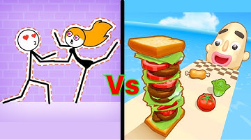 SANDWICH RUNNER vs THROUGH THE WALL - Satisfying ASMR All Levels - Android, iOS - Funny Stickman
