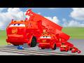 Big &amp; Small McQueen Millitary Tank VS Train | BeamNG.drive