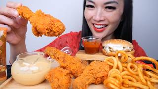 FRIED CHICKEN   HONEY   CHEESE SAUCE   FIRE SAUCE (ASMR EATING SOUNDS) NO TALKING | SAS-ASMR