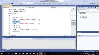 C++ PROGRAM VISUAL STUDIO 2019 SUM OF TWO INTEGERS