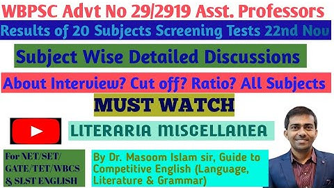 WBPSC Advt no 29/2019 l Overview & Comprehensive Analysis about Probable Cut off, Ratio All Subjects