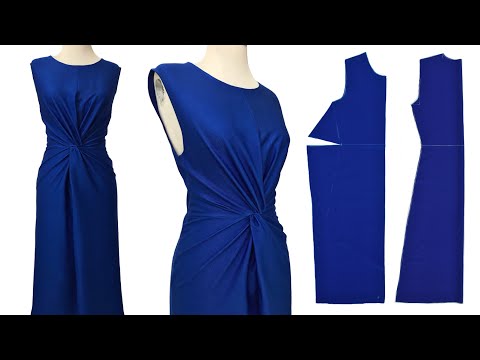 No Pattern! Very Easy Twisted Front Dress Sewing 💙 DIY Twist Knot Dress