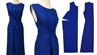 No Pattern! Very Easy Twisted Front Dress Sewing  DIY Twist Knot Dress