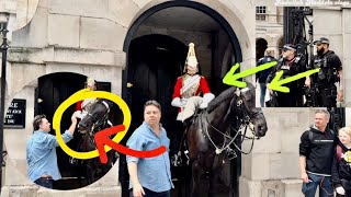 Disrespectful tourist his trying to hold 3 times the horse