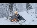Alone in a Freezing Snowstorm… Tarp Shelter & Fire Saved Me | Winter Survival