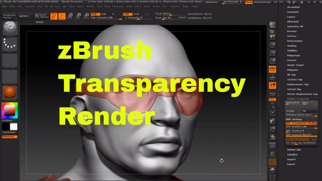 zbrush 2018 subtool transparency