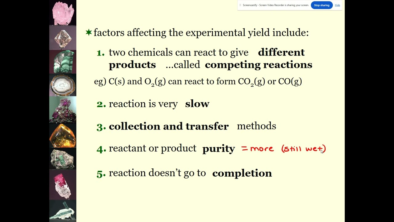 Chemistry 20 - Stoich Lesson 7 - Understanding Percent Yield and Error in Chemistry Labs