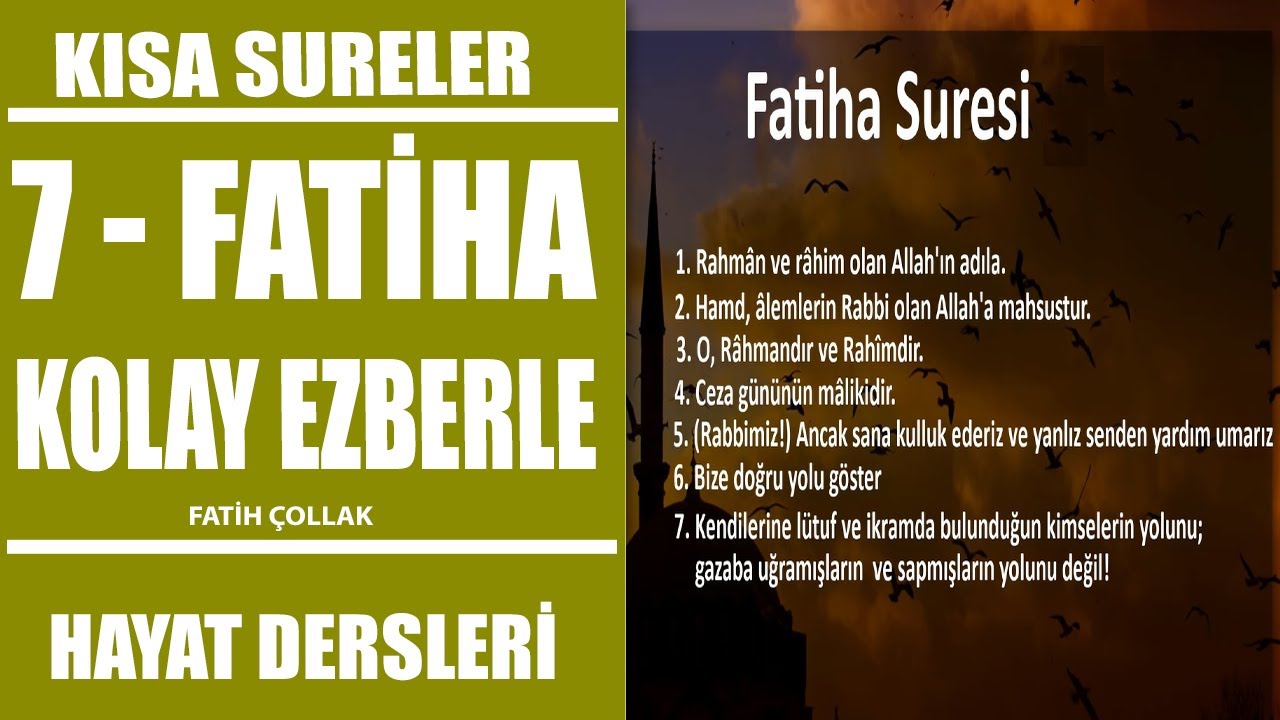7 - Fatiha Suresi ve Meali - Kolay Ezberle - YouTube