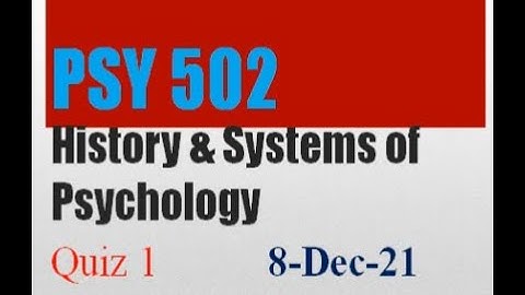 PSY502 History & Systems of Psychology  Quiz No 1 in Urdu/Hindi