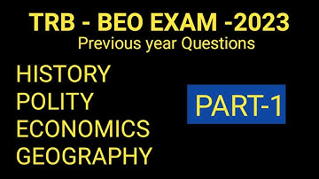 TRB BEO Exam 2023 | Previous year questions | Polity Economics History Geography