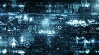 Array of digital data moves in virtual space.