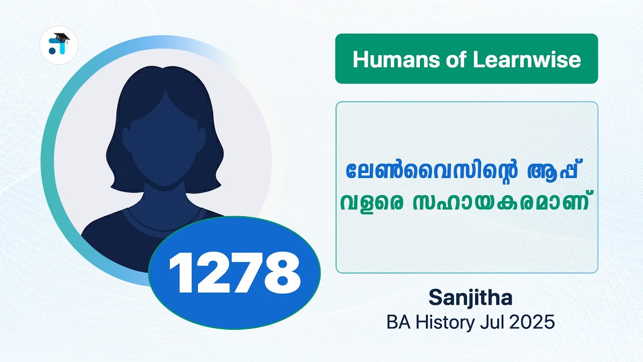 1278 I Sanjitha I Humans of Learnwise I BA History I Kerala's No.1 IGNOU Coaching Platform 