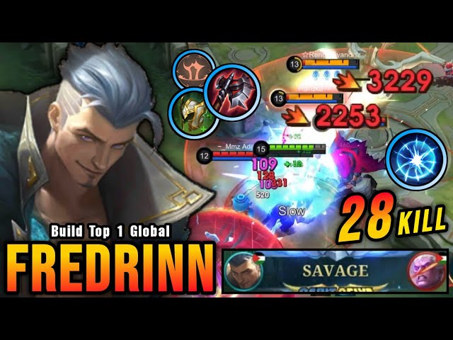 Fredrinn SAVAGE with 28 Kills!! Super Intense Battle!! - Build Top 1 Global Fredrinn ~ MLBB class=